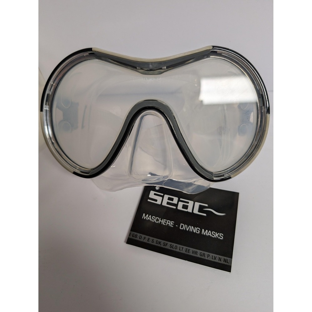 SEAC Charm Diving Mask Black Tempered Glass Silicone Strap Adult Snorkel Swim